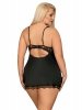 Obsessive koszulka nocna Luvae babydoll i stringi czarne XXL